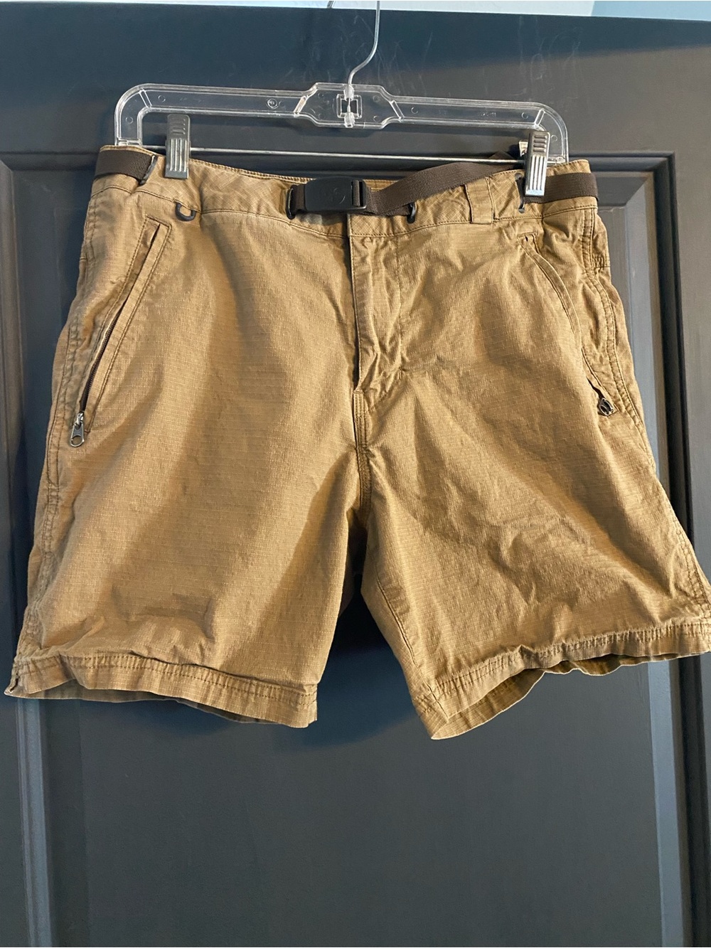 Roark Men's Khaki Hybrid Adventure Shorts with Integrated Belt